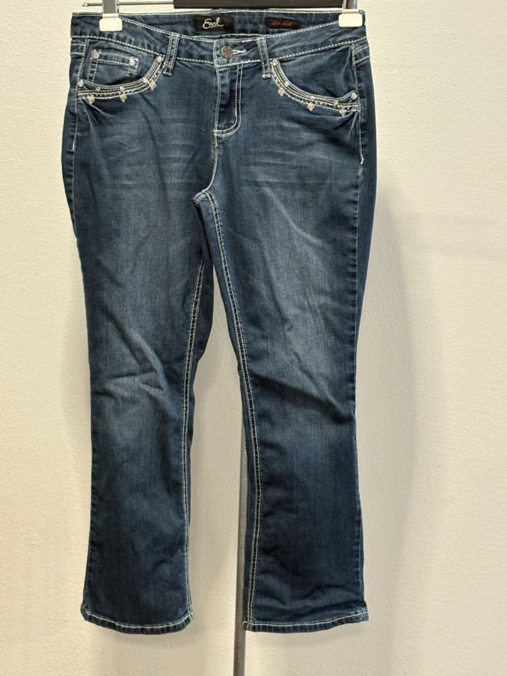 Earl Slim Boot Cut Denim Jeans Women 10P 32X25  Stretch Bling